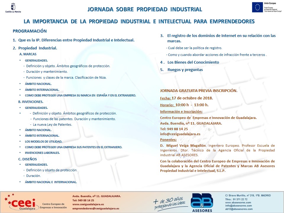 Jornada Propiedad Industrial e Intelectual para Emprendedores CEEI Guadalajara - AB Asesores