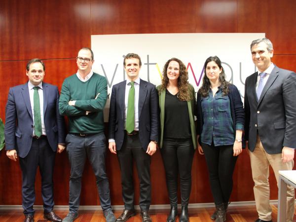 Pablo Casado, presidente del PP, visita el CEEI de Guadalajara