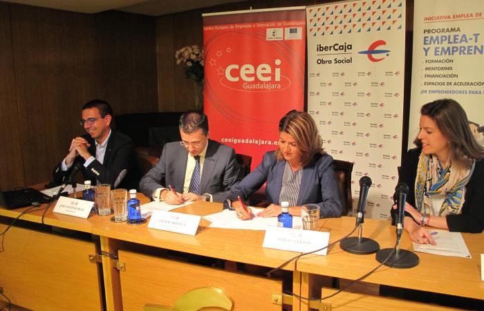 La Obra Social de Ibercaja, firma un convenio con la Fundaci�n CEEI Guadalajara para el desarrollo del programa Emplea-T y Emprende  �
